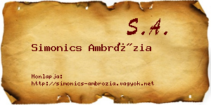 Simonics Ambrózia névjegykártya